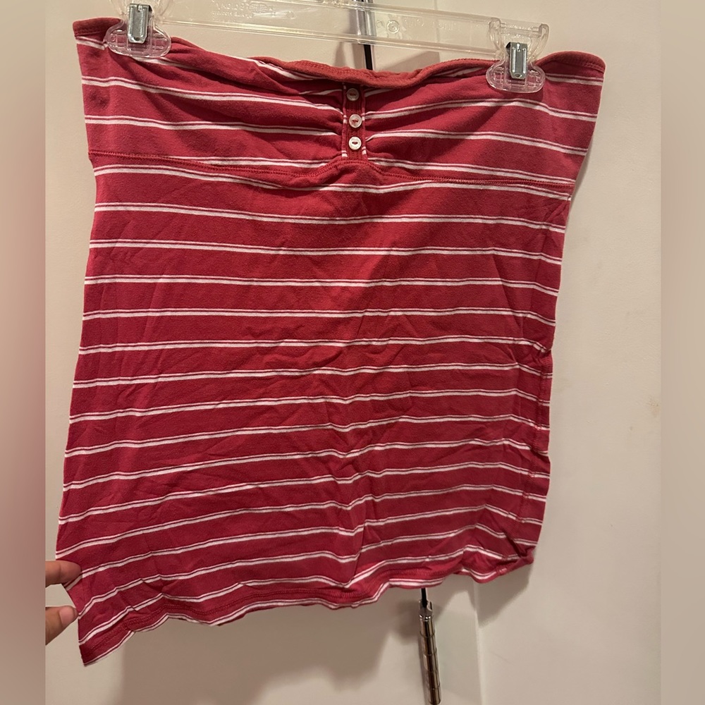 Coral Striped Tube Top